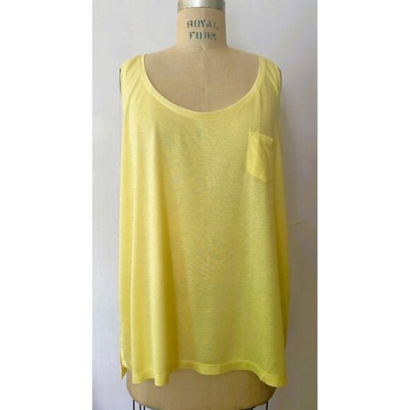 H&M YELLOW MIXED MEDIA CHIFFON TANK TOP L NWT - Picture 1 of 7